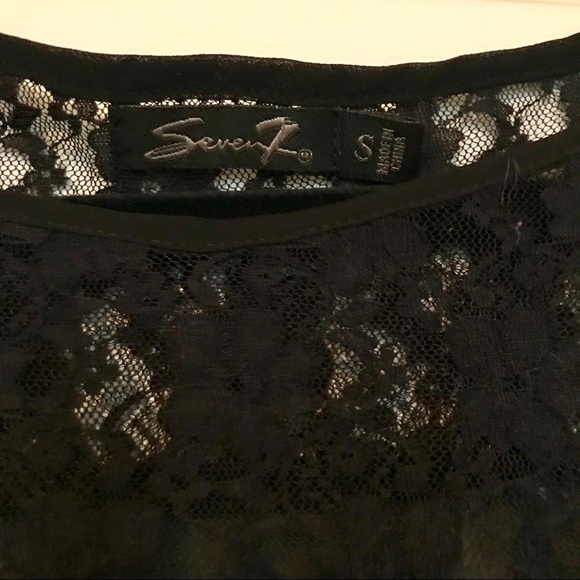 Black Lace and Chiffon 3/4 Sleeve Peplum Blouse - Picture 5 of 5